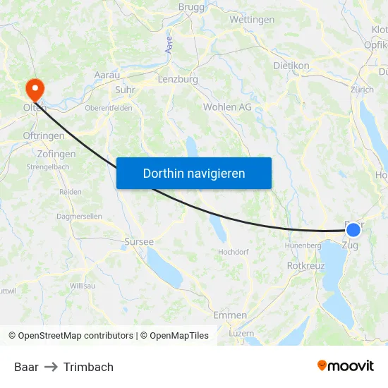 Baar to Trimbach map