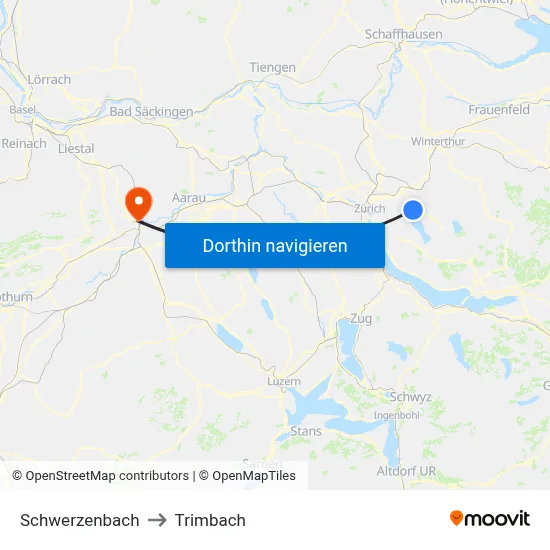 Schwerzenbach to Trimbach map