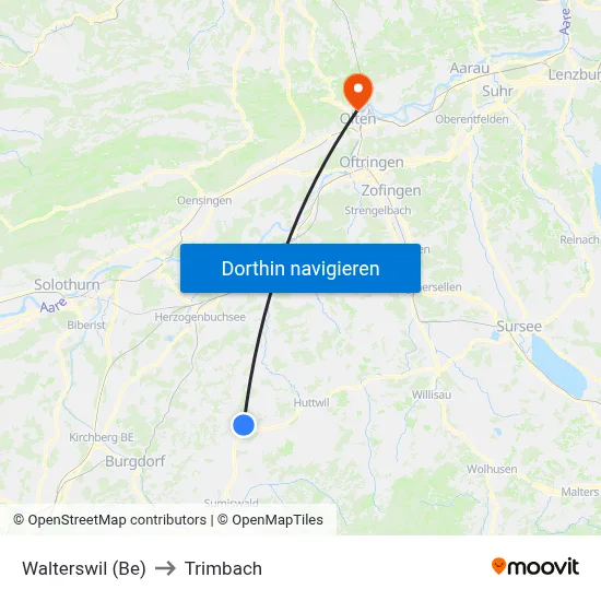 Walterswil (Be) to Trimbach map