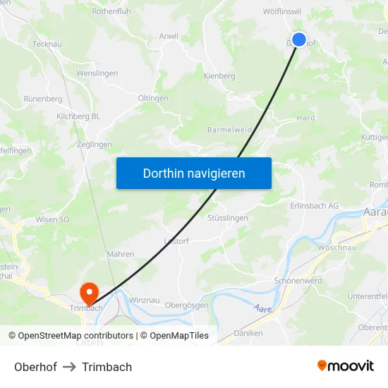 Oberhof to Trimbach map