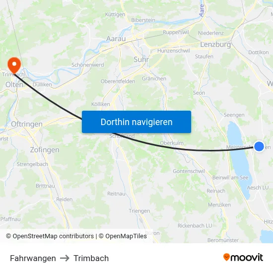 Fahrwangen to Trimbach map