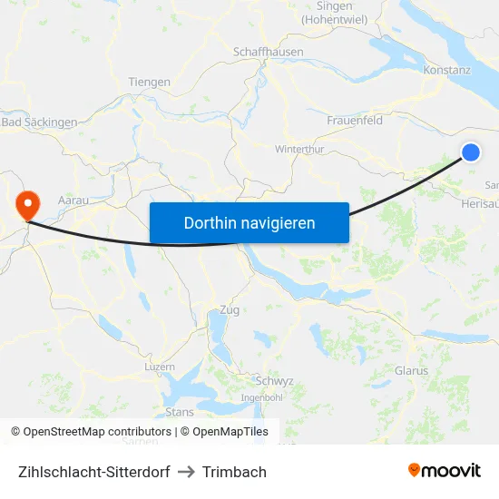 Zihlschlacht-Sitterdorf to Trimbach map
