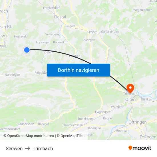 Seewen to Trimbach map