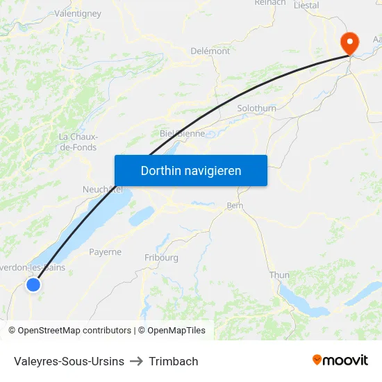 Valeyres-Sous-Ursins to Trimbach map