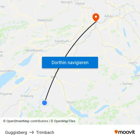 Guggisberg to Trimbach map