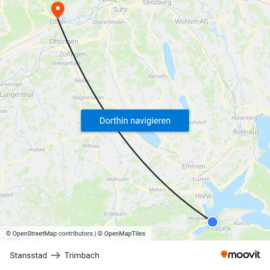 Stansstad to Trimbach map