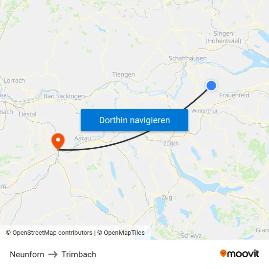 Neunforn to Trimbach map