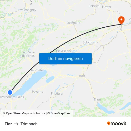 Fiez to Trimbach map