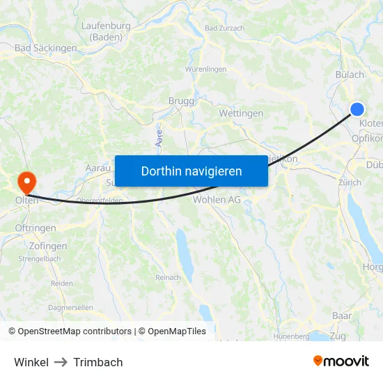 Winkel to Trimbach map