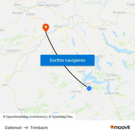 Dallenwil to Trimbach map