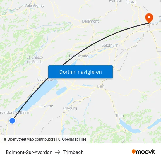 Belmont-Sur-Yverdon to Trimbach map