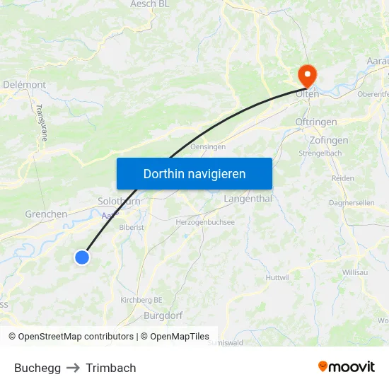 Buchegg to Trimbach map