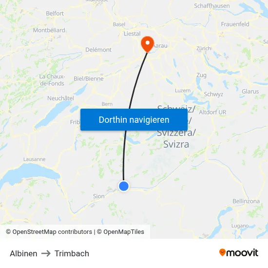 Albinen to Trimbach map
