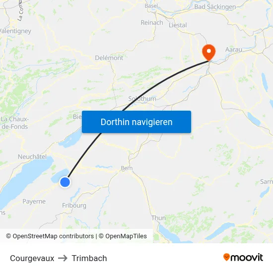 Courgevaux to Trimbach map