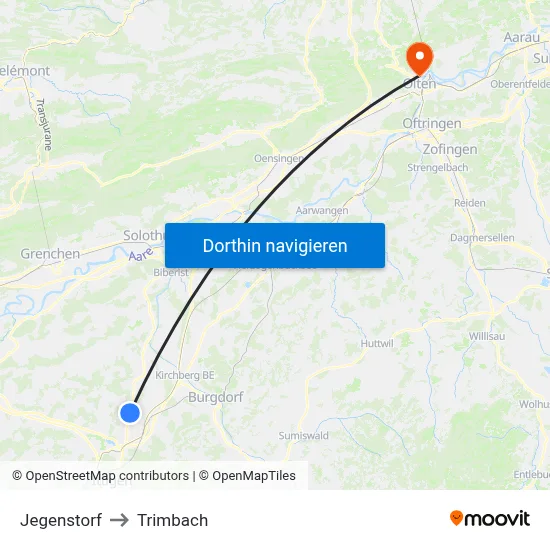 Jegenstorf to Trimbach map