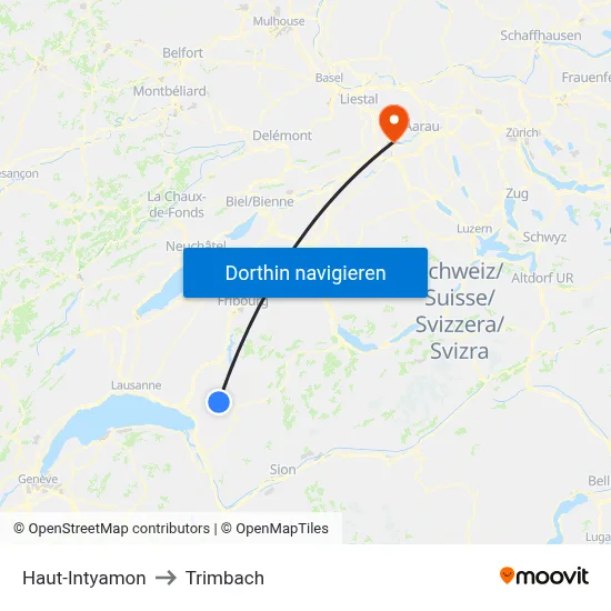 Haut-Intyamon to Trimbach map