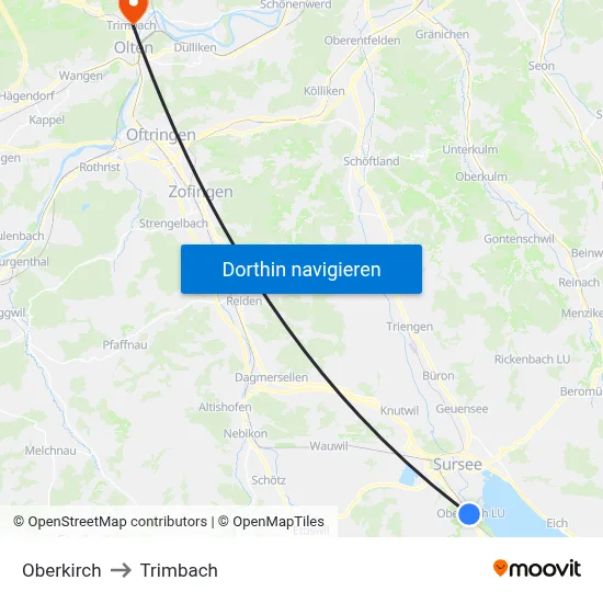Oberkirch to Trimbach map