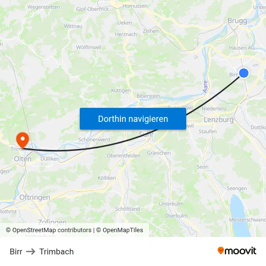 Birr to Trimbach map