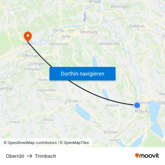 Oberrüti to Trimbach map