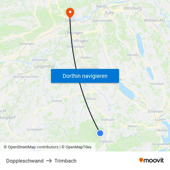 Doppleschwand to Trimbach map