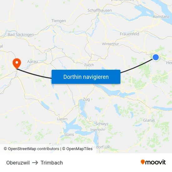 Oberuzwil to Trimbach map