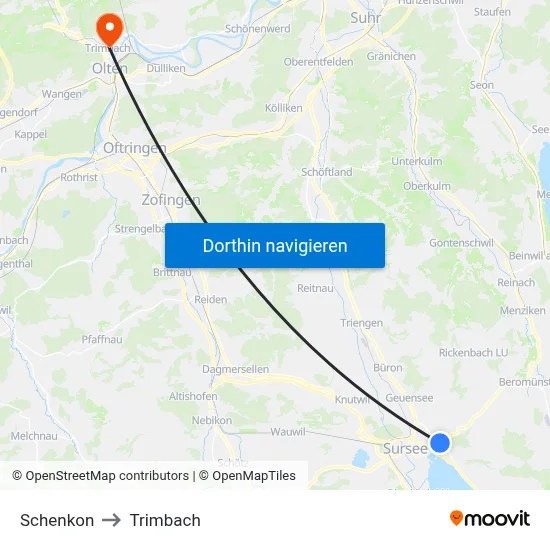 Schenkon to Trimbach map