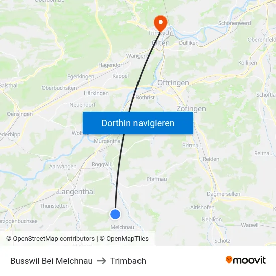 Busswil Bei Melchnau to Trimbach map