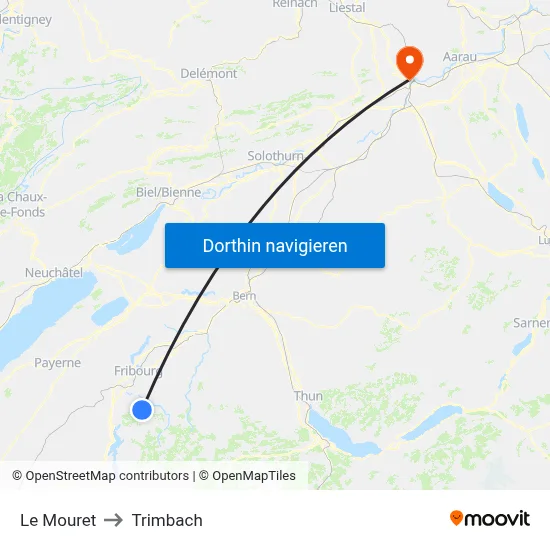 Le Mouret to Trimbach map