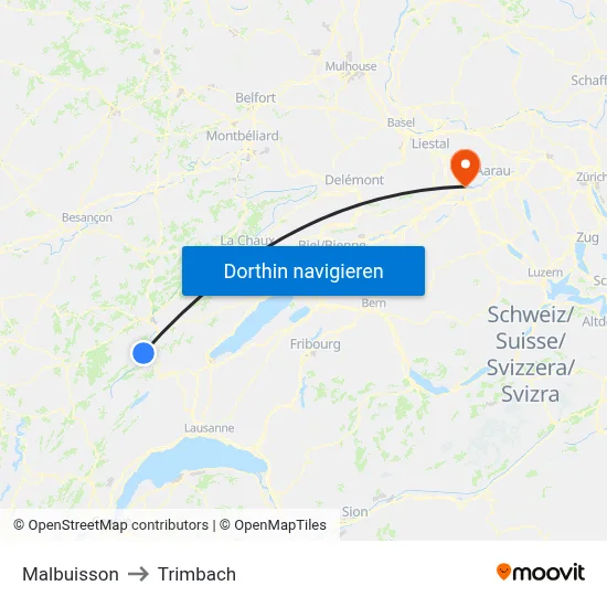 Malbuisson to Trimbach map
