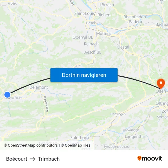 Boécourt to Trimbach map