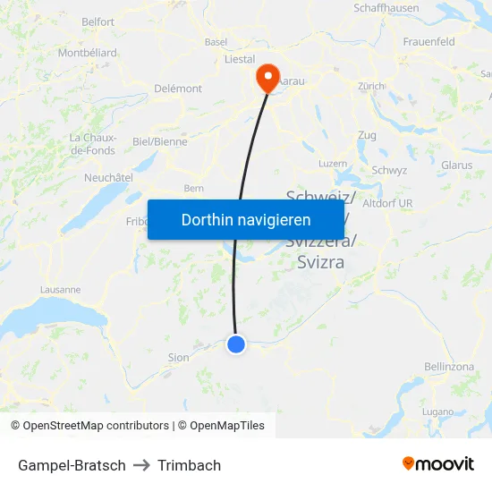Gampel-Bratsch to Trimbach map