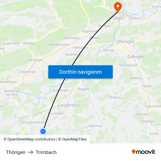 Thörigen to Trimbach map