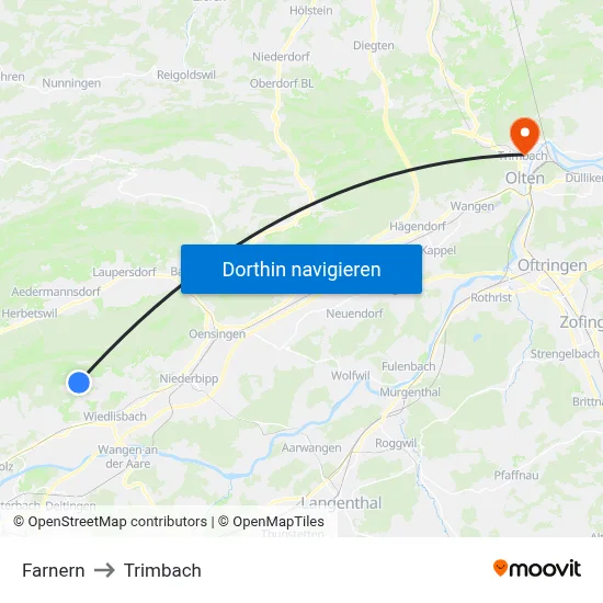 Farnern to Trimbach map