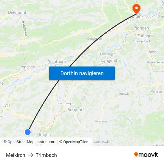 Meikirch to Trimbach map