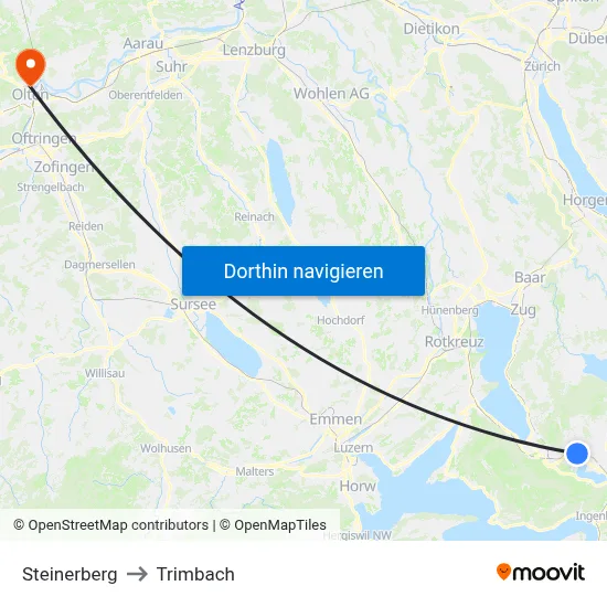 Steinerberg to Trimbach map