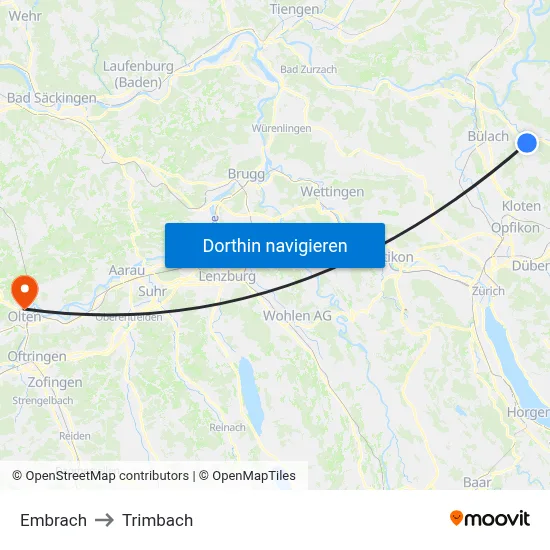 Embrach to Trimbach map