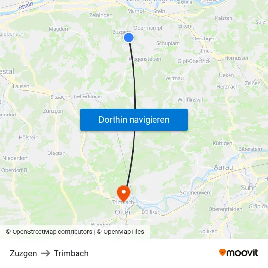 Zuzgen to Trimbach map