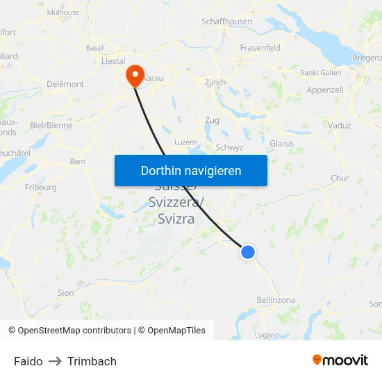 Faido to Trimbach map