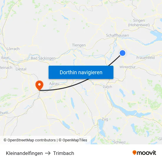 Kleinandelfingen to Trimbach map