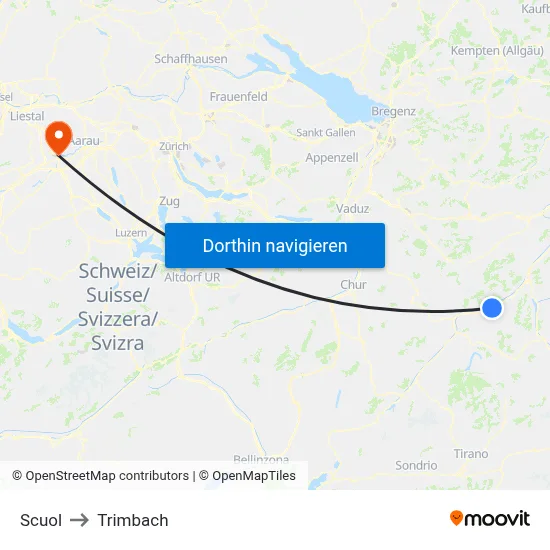 Scuol to Trimbach map