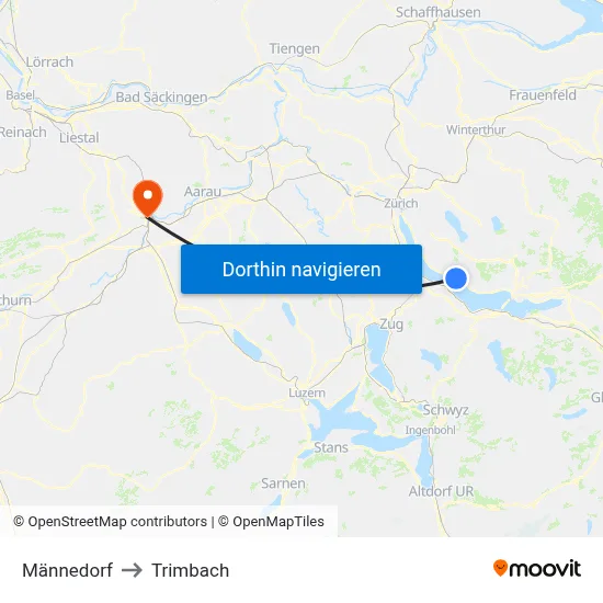 Männedorf to Trimbach map