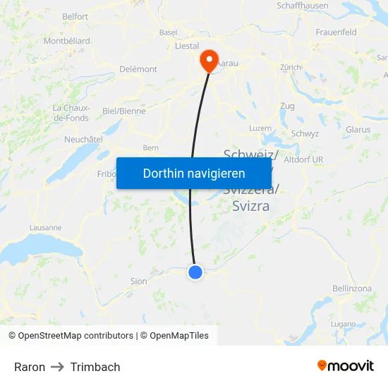 Raron to Trimbach map