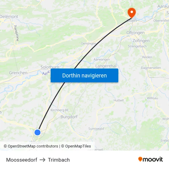 Moosseedorf to Trimbach map