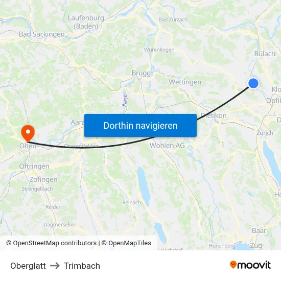 Oberglatt to Trimbach map