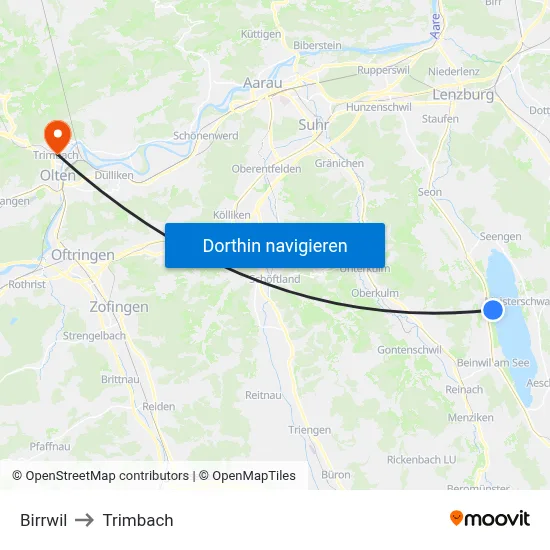 Birrwil to Trimbach map