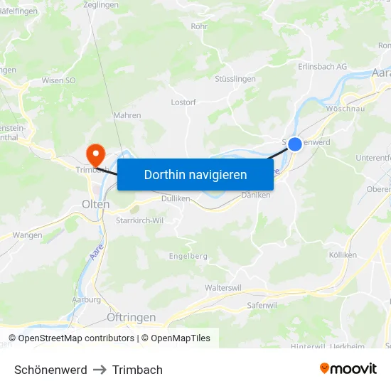 Schönenwerd to Trimbach map