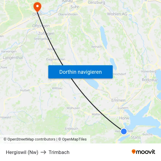 Hergiswil (Nw) to Trimbach map