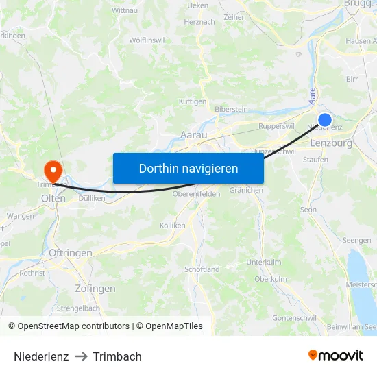 Niederlenz to Trimbach map