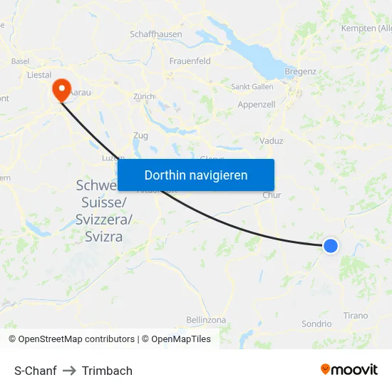 S-Chanf to Trimbach map