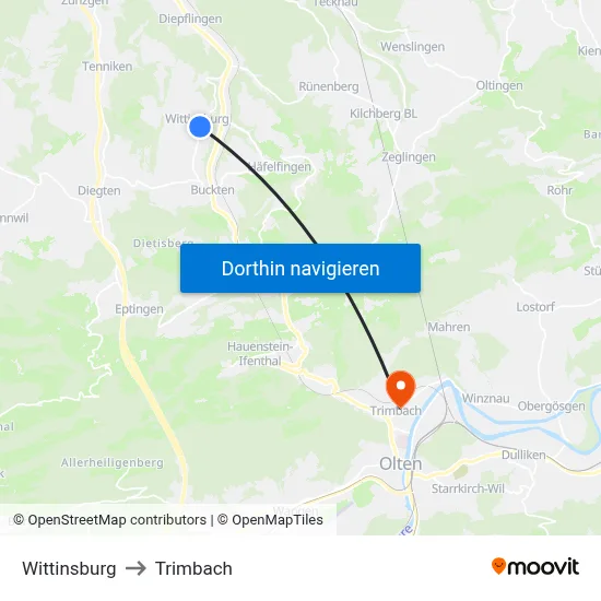 Wittinsburg to Trimbach map